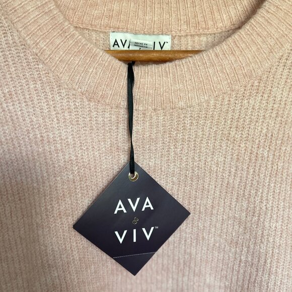 NWT Ava + Viv Puff Sleeve Super Soft Sweater Peach Burgundy Womens Plus Size 1X - Picture 4 of 8